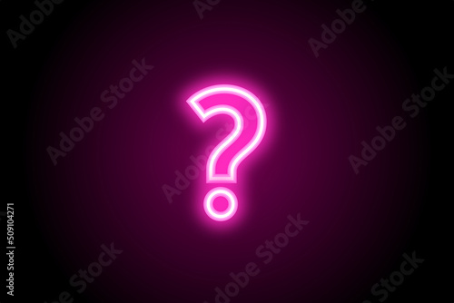 Neon pink question mark symbol sign icon