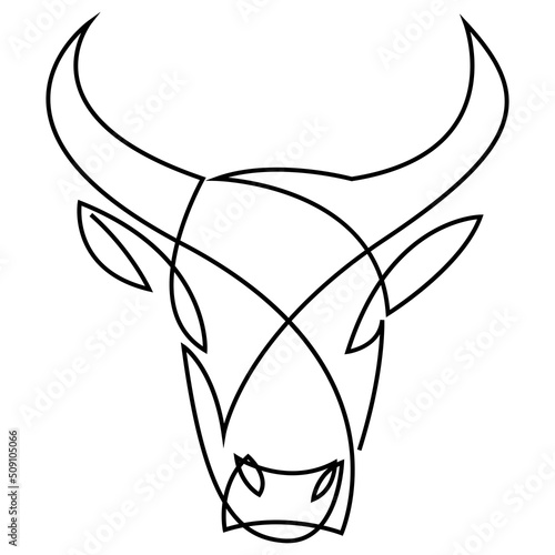 Abstract angus cow bison buffalo steak premium logo design. Creative bull horns line icon symbol,