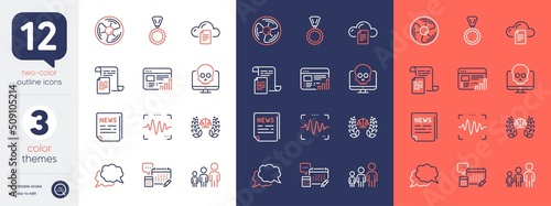 Set of Documents, Justice scales and Account line icons. Include Chat message, Business hierarchy, Fake news icons. Medal, File storage, Air fan web elements. Voice wave, Web report. Vector