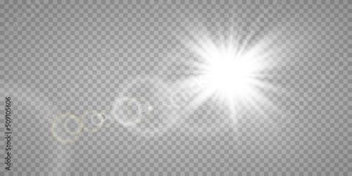 Slika na platnu Vector transparent sun light, lens flare special effect