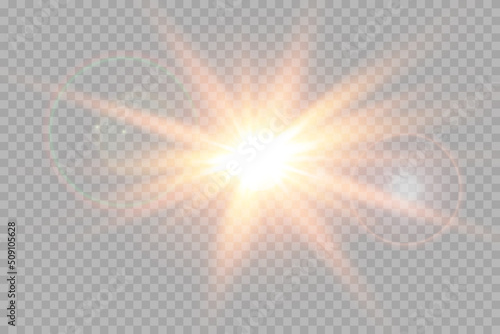Tablou canvas Vector transparent sun light, lens flare special effect