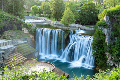 Fototapeta Naklejka Na Ścianę i Meble -  Waterfall in city of Jajce, Bosnia and Hercegovina.