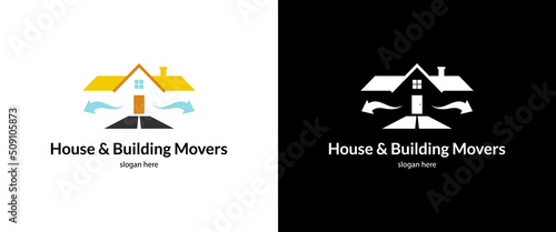 Beautiful house and building movers symbol