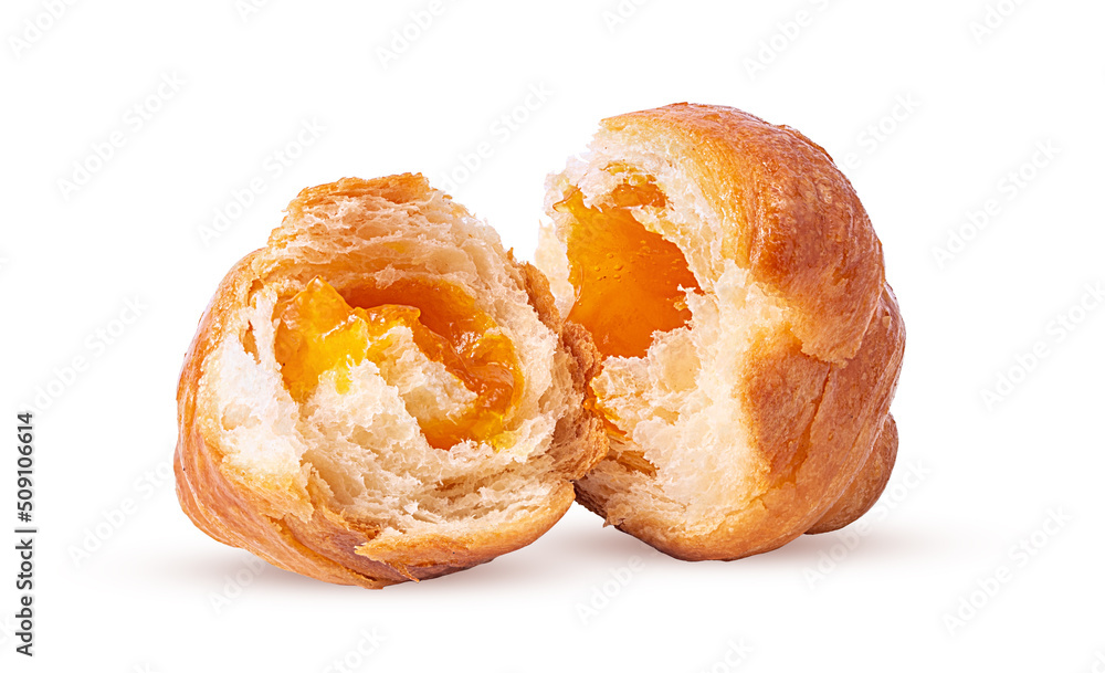 Сoissant with jam broken in half Сoissant with jam broken in half