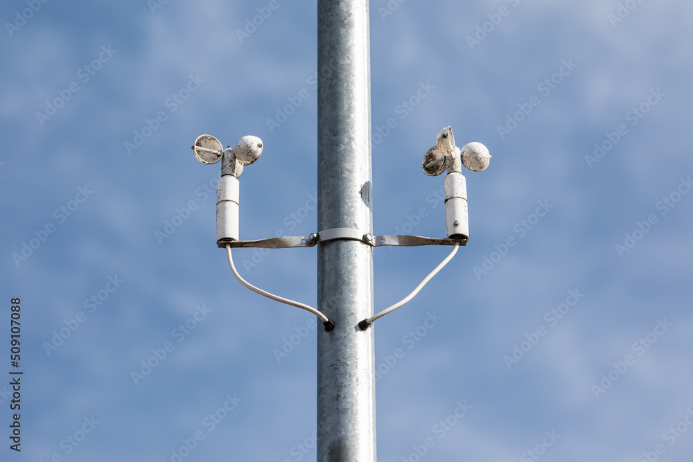 Wind speed measurement. Meteorology. Sunny and warm weather Wind speed measurement. Meteorology. Sunny and warm weather
