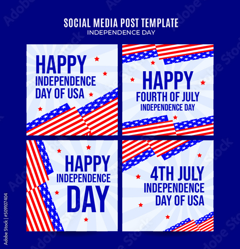 Happy 4th of July - Independence Day USA Web Banner for Social Media Square Poster, banner, space area and background