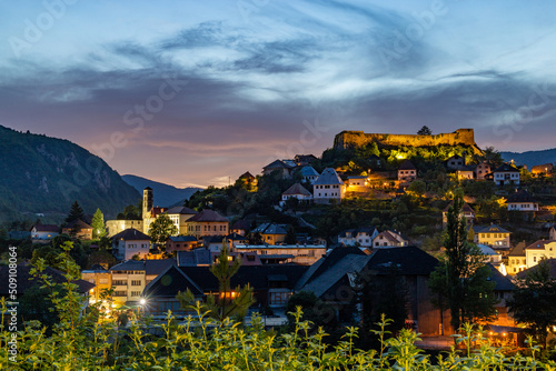 Evening over Jajce city. Bosnia and Hercegovina.