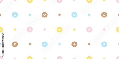 dog paw seamless pattern footprint polka dot kitten calico vector puppy breed cartoon pet repeat wallpaper gift wrapping paper tile background doodle illustration design pastel isolated