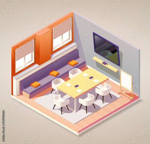 Isometric business meeting room vecter illustration