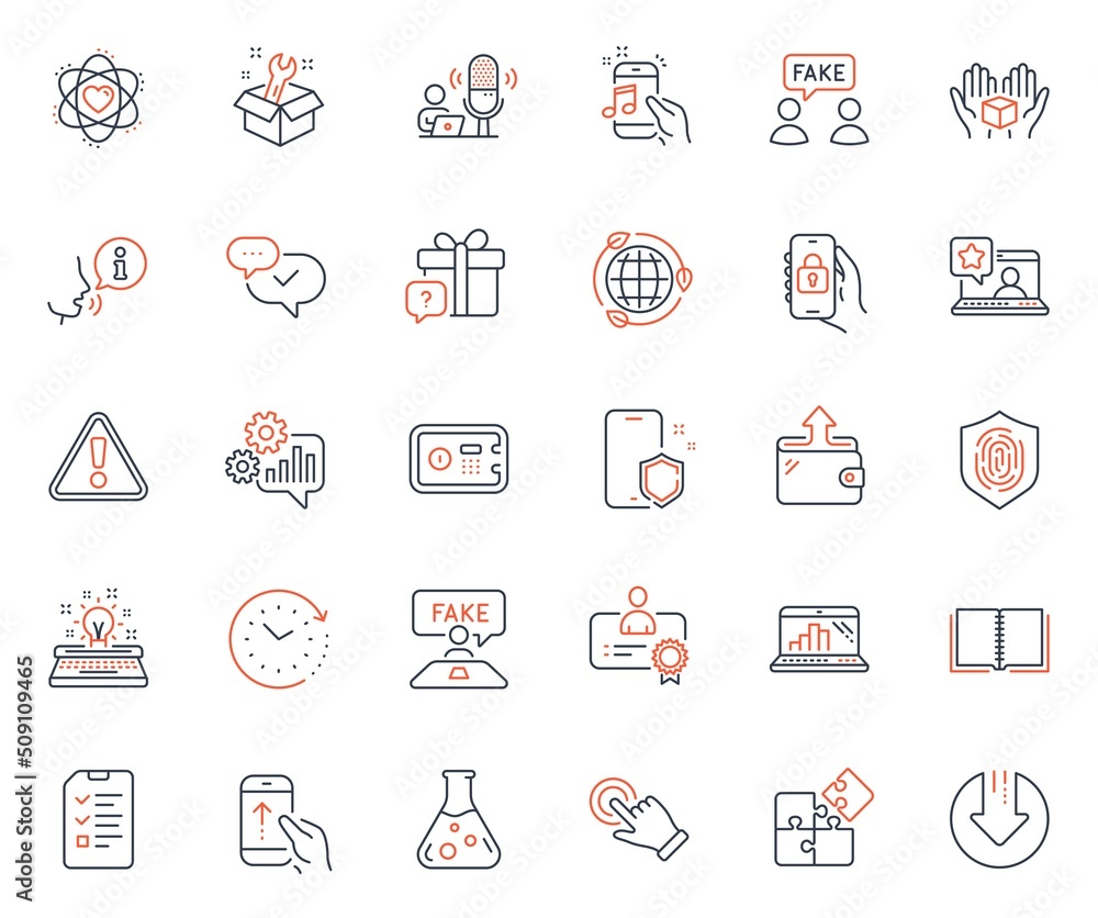 Technology icons set. Included icon as Graph laptop, Puzzle and Cogwheel web elements. Safe box, Swipe up, Touchscreen gesture icons. Fingerprint, Time change, Spanner web signs. Vector Technology icons set. Included icon as Graph laptop, Puzzle and Cogwheel web elements. Safe box, Swipe up, Touchscreen gesture icons. Fingerprint, Time change, Spanner web signs. Vector