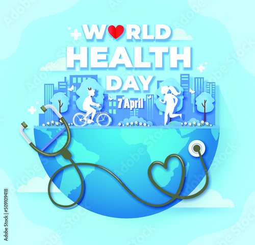 World health day illustration with stethoscope