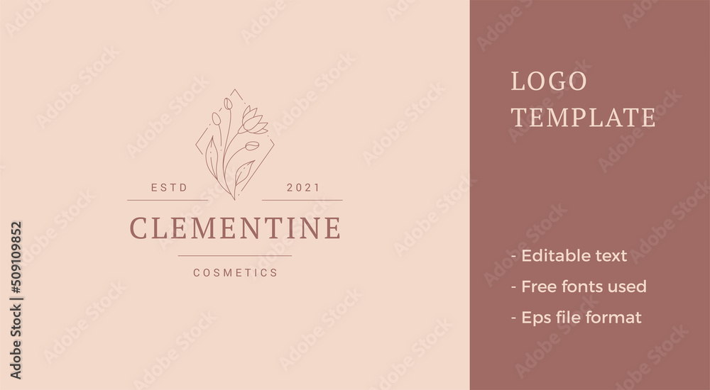 Fototapeta premium Organic may lily blossom plant elegant natural fragrance logo minimalist design vector