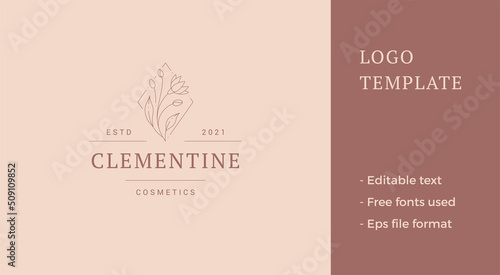 Organic may lily blossom plant elegant natural fragrance logo minimalist design vector