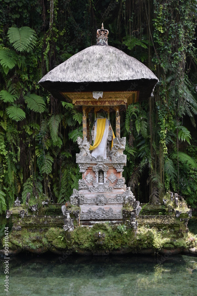 Shrine in Reflecting Pool Portrait, Pura Gunung Kawi, Bali Shrine in Reflecting Pool Portrait, Pura Gunung Kawi, Bali