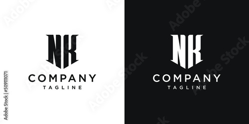 Creative Vintage Letter NK Monogram Logo Design Icon Template White and Black Background