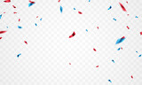 Vector background image with blue and red confetti for a party or celebration.