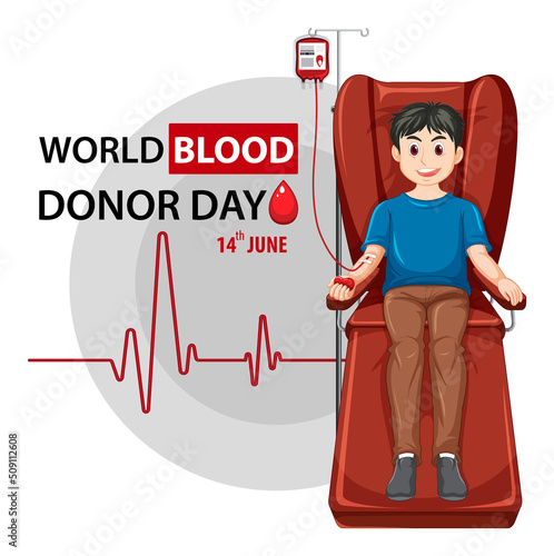 June blood donor day text and icon