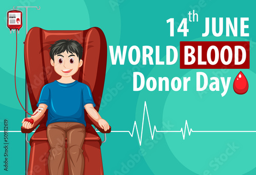 June blood donor day text and icon