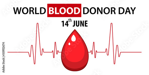 June blood donor day text and icon
