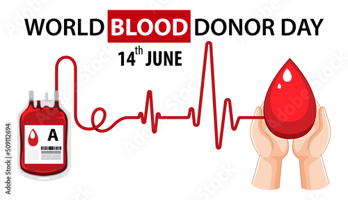June blood donor day text and icon