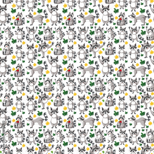 Cute animals cartoon seamless background