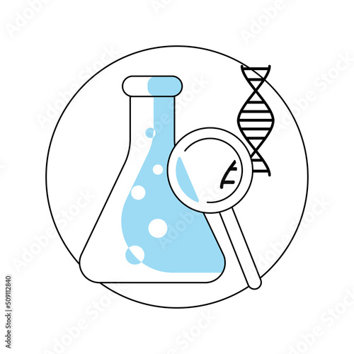 Round template pharmacy icon, Genetic research symbol