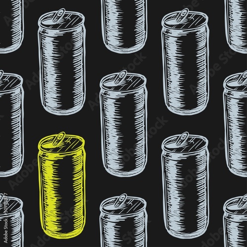Aluminium can vector seamless pattern