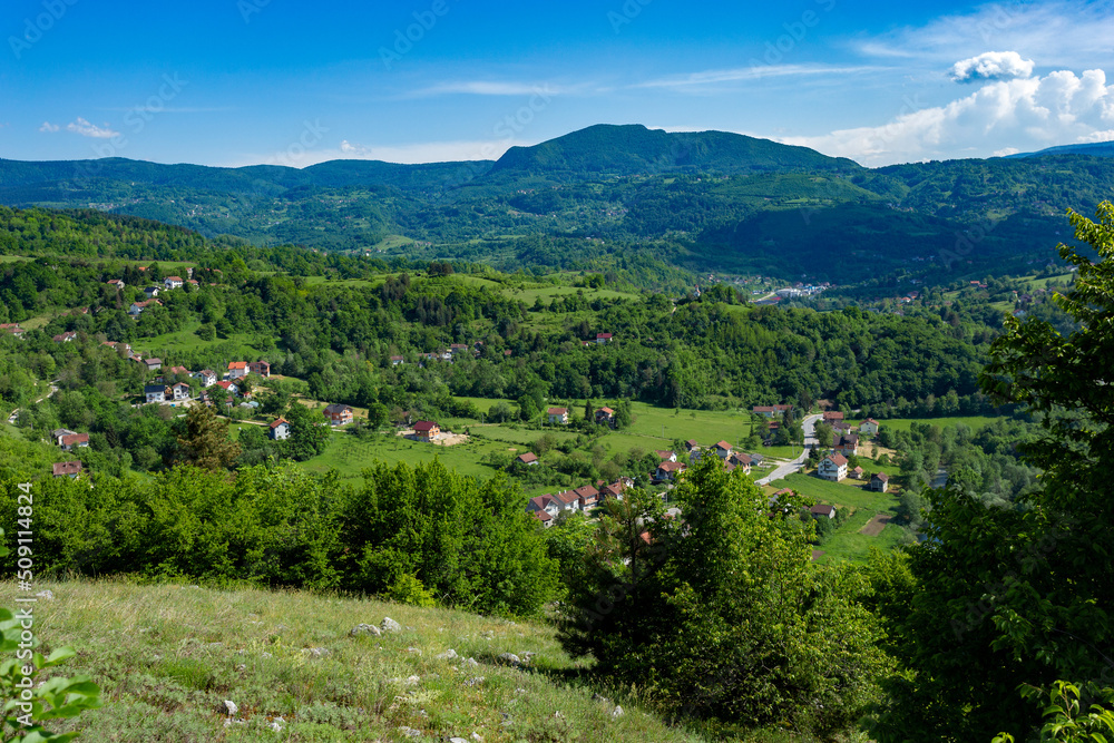 Mountains landscape in Bosnia and Herzegovina near city Jajce.