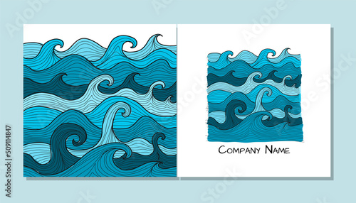 Book cover design. Sea waves background