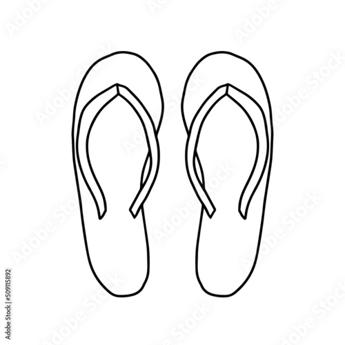 Doodle flip flops vector illustration. Hand drawn beach flip flops