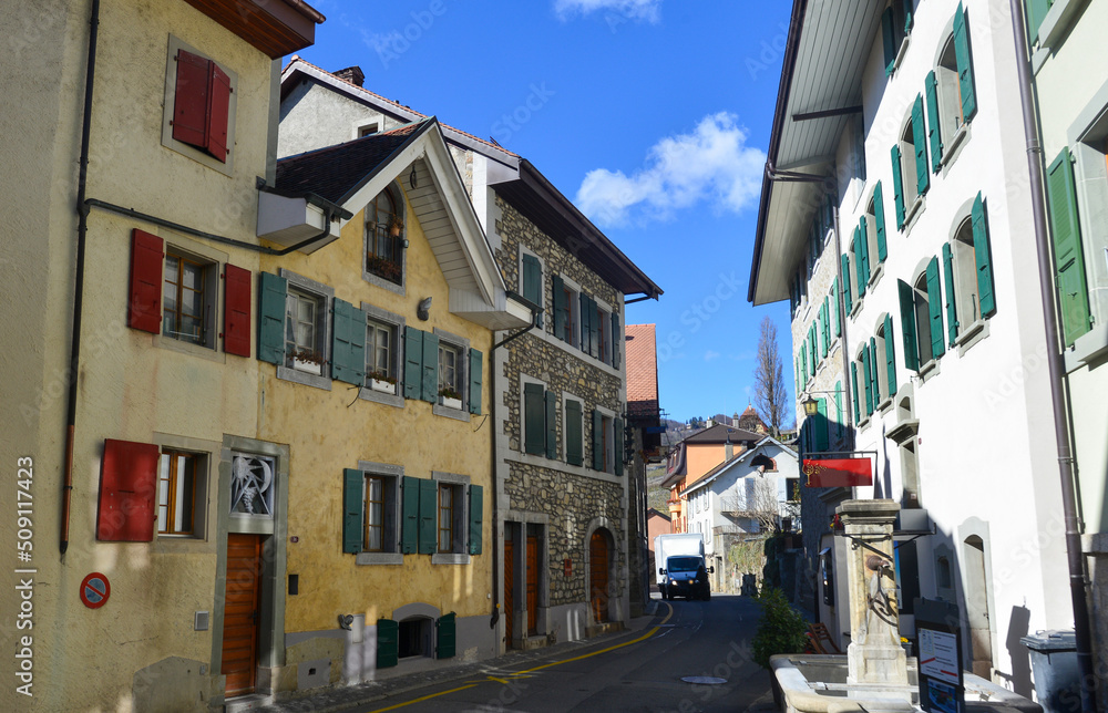Altstadt Epesses im Distrikt Lavaux-Oron im Kanton Waadt / Schweiz