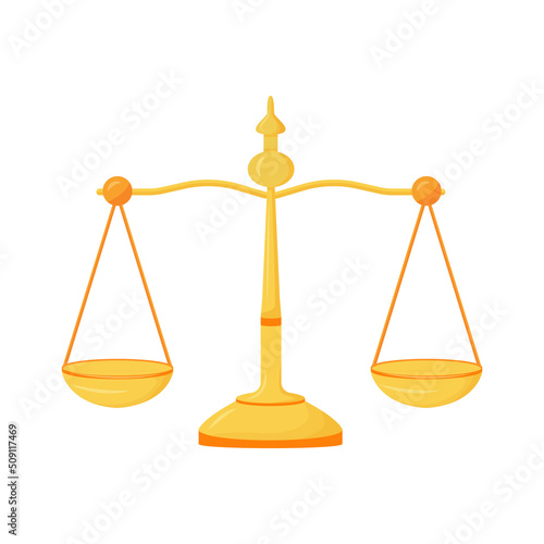 Balance semi flat color vector object. Full sized item on white. Compare and select. Symbol of law and legislation simple cartoon style illustration for web graphic design and animation