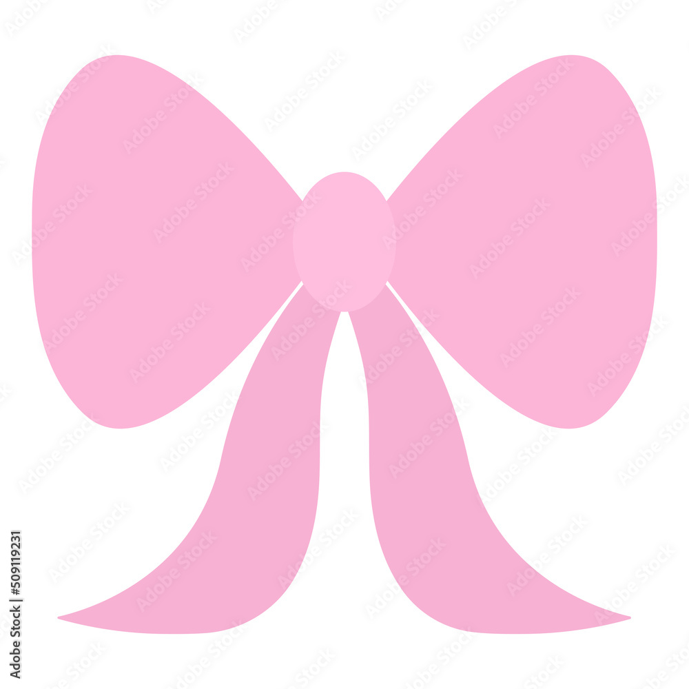 The bow is pink. Decoration for gift, surprise, bouquet. The ribbon is beautifully tied. Knot for decoration. Color vector illustration. Flat style. Festive print. Isolated background The bow is pink. Decoration for gift, surprise, bouquet. The ribbon is beautifully tied. Knot for decoration. Color vector illustration. Flat style. Festive print. Isolated background