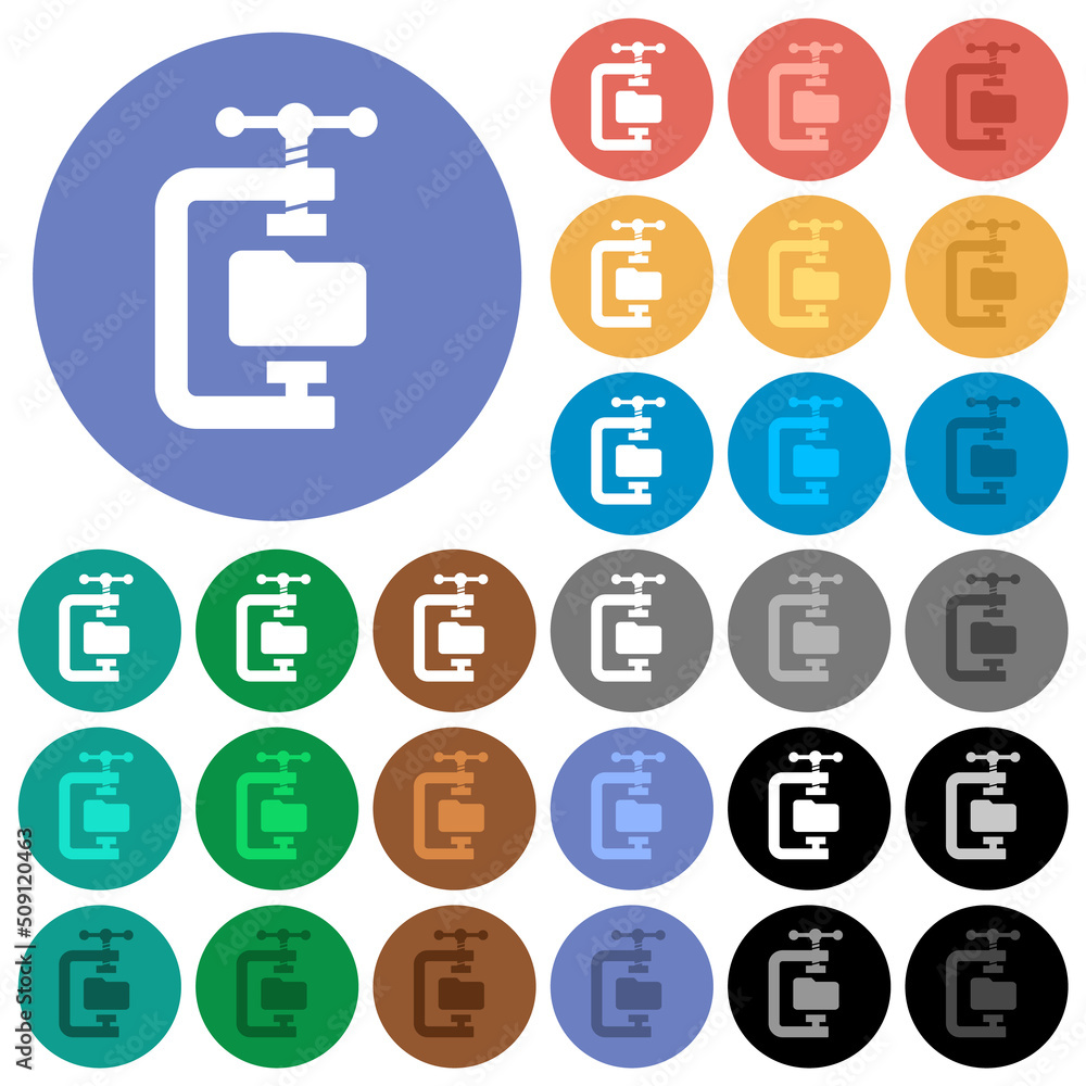 Folder compression solid round flat multi colored icons Folder compression solid round flat multi colored icons