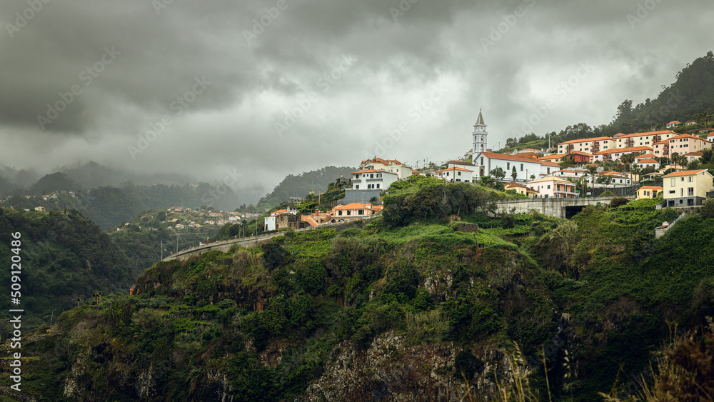 Moody view of Faial village in the top of the hill
