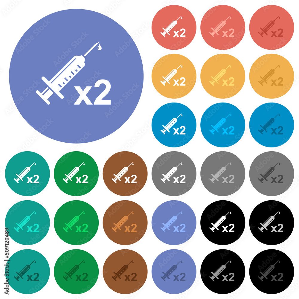 Second vaccine dose round flat multi colored icons Second vaccine dose round flat multi colored icons