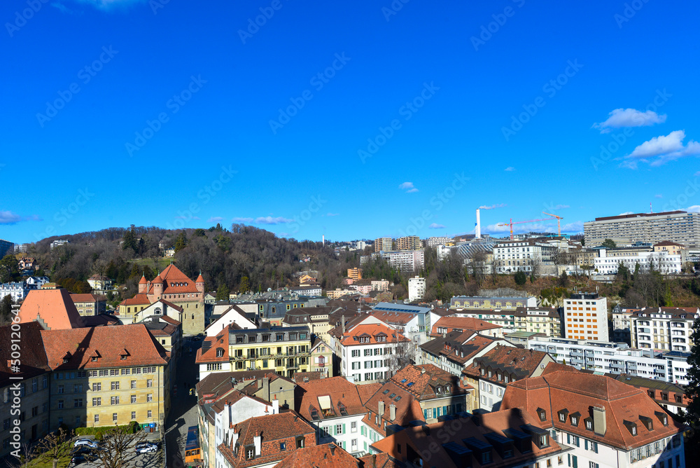 Fototapeta premium Luftansicht Altstadt Lausanne, Schweiz