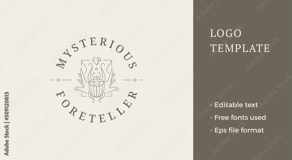 Spiritual medieval chafer crossed human hands and gem jewelry line logo business template vector Spiritual medieval chafer crossed human hands and gem jewelry line logo business template vector