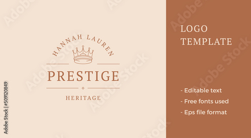 Minimalist medieval crown authority heraldic business emblem place for text vector illustration