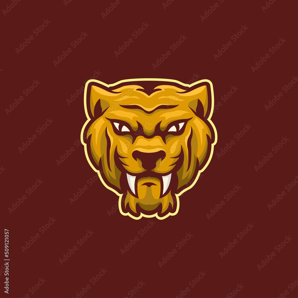 Lion head cartoon premium mascot logo vector