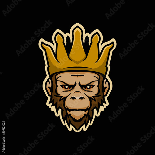 Monkey king head cartoon premium mascot logo vector