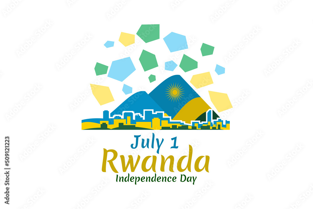 July 1, Independence Day of Rwanda vector illustration. Suitable for greeting card, poster and banner. July 1, Independence Day of Rwanda vector illustration. Suitable for greeting card, poster and banner.