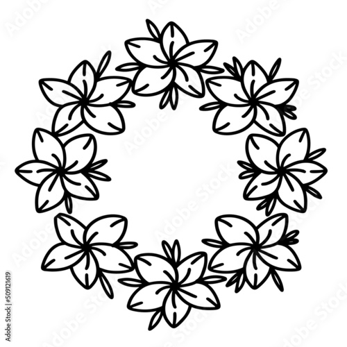 Digital illustration of tropical flower wreath