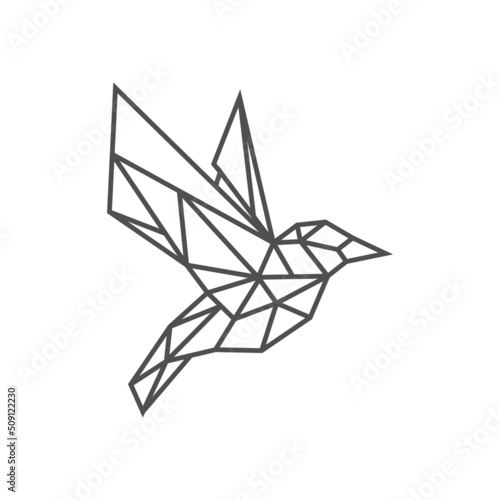 Bird geometric art, line and point flying bird vector illustration design