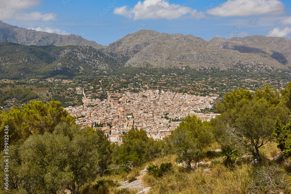 Fototapeta premium Scenic view of Pollensa, tramuntana range in Balearic islands. Spain