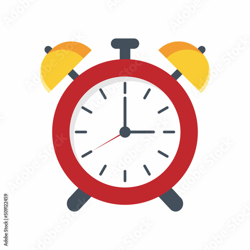 Time and alarm clock for morning. Illustration of call and clock, reminder and timer symbol.Retro clock. Isolated design. Vector