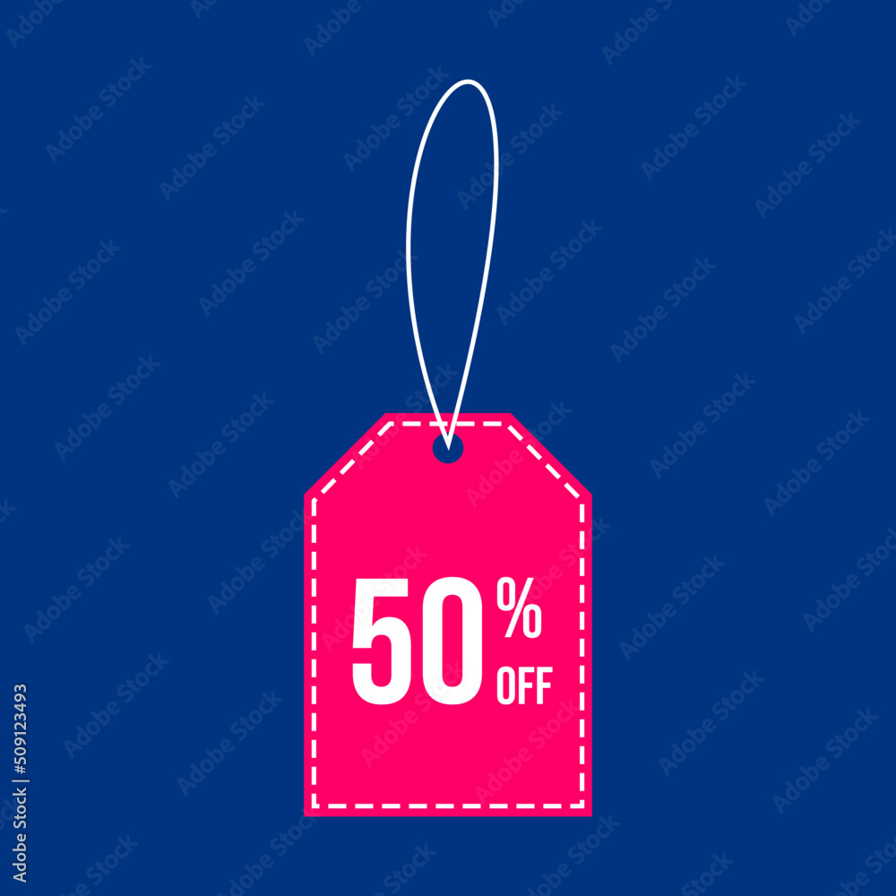 50% off sale. Promotion tag 50% off. 