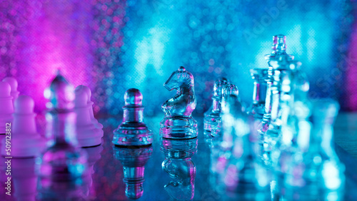 Photographie Glass transparent chess background
