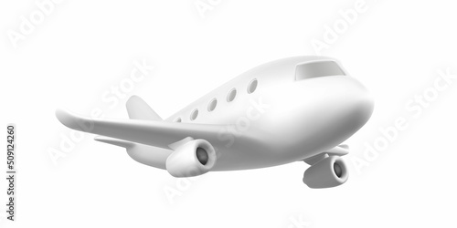 3D cartoon white plane. Realistic Jet Airplane on white background. Vector illustration © Oleh