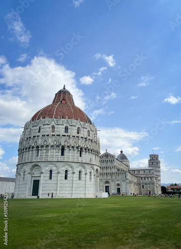 baptistery cathedral and pisa leaning tower in summer